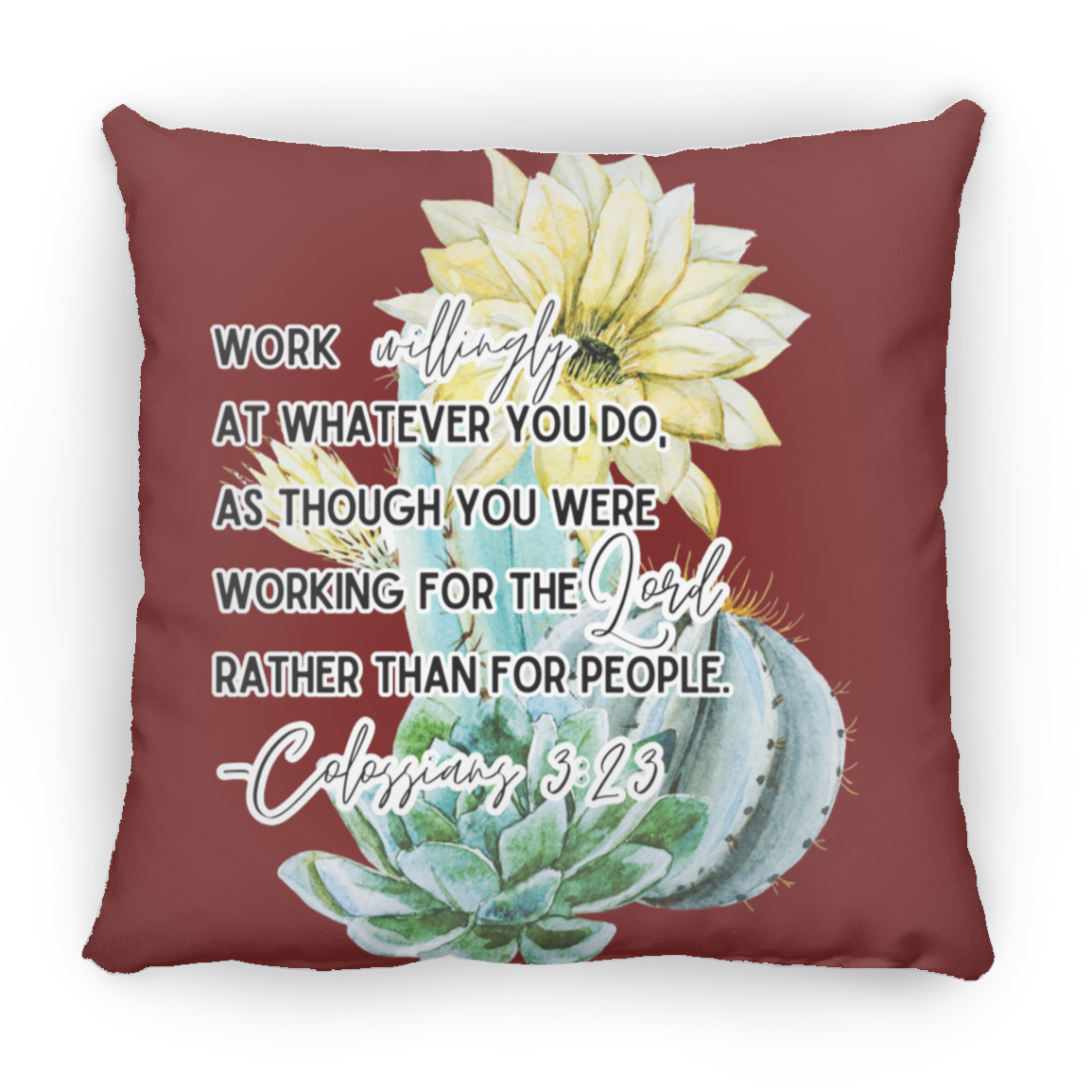Colossians 3:23 yellow Large Square Pillow