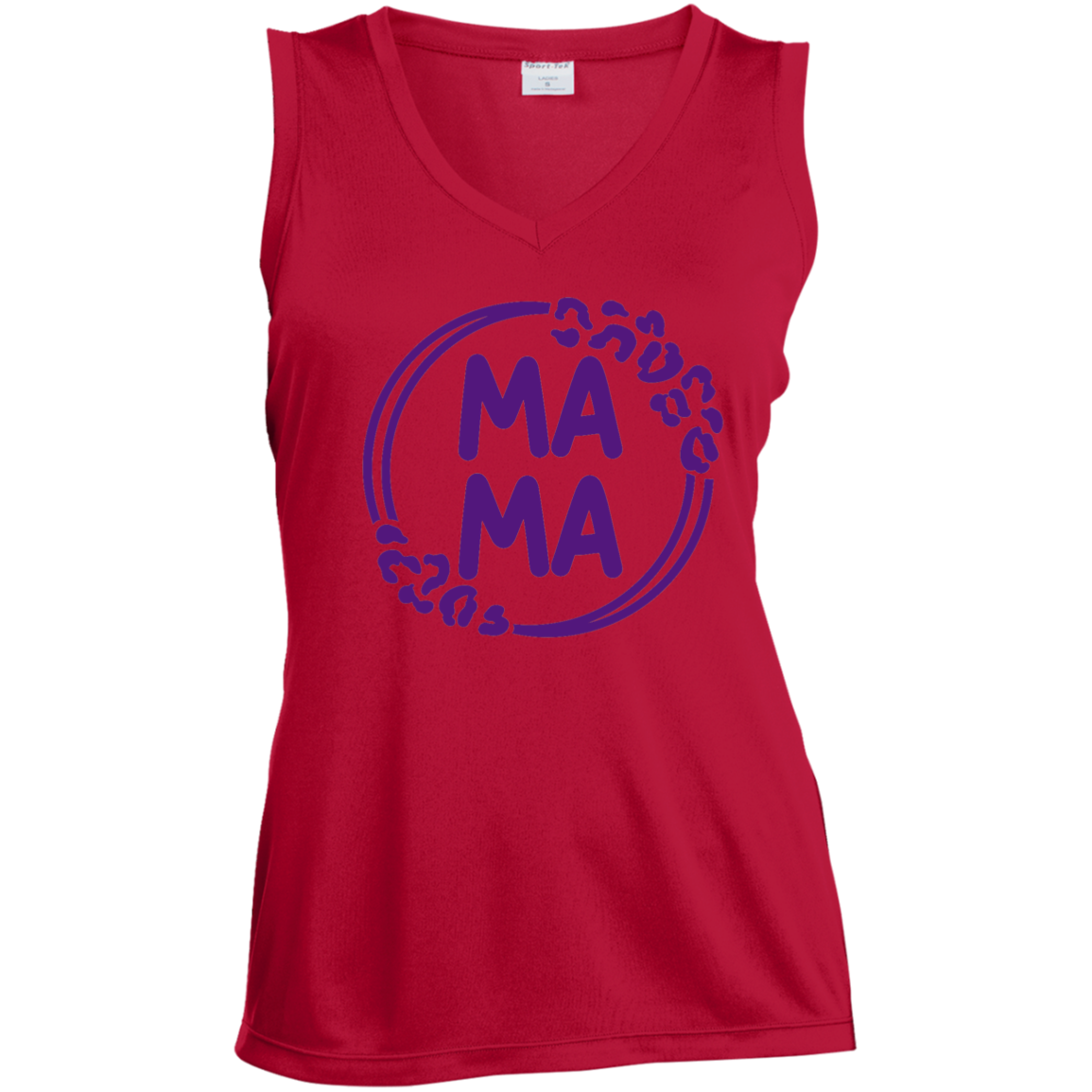 MAMA Leopard- Ladies' Sleeveless V-Neck Performance Tee