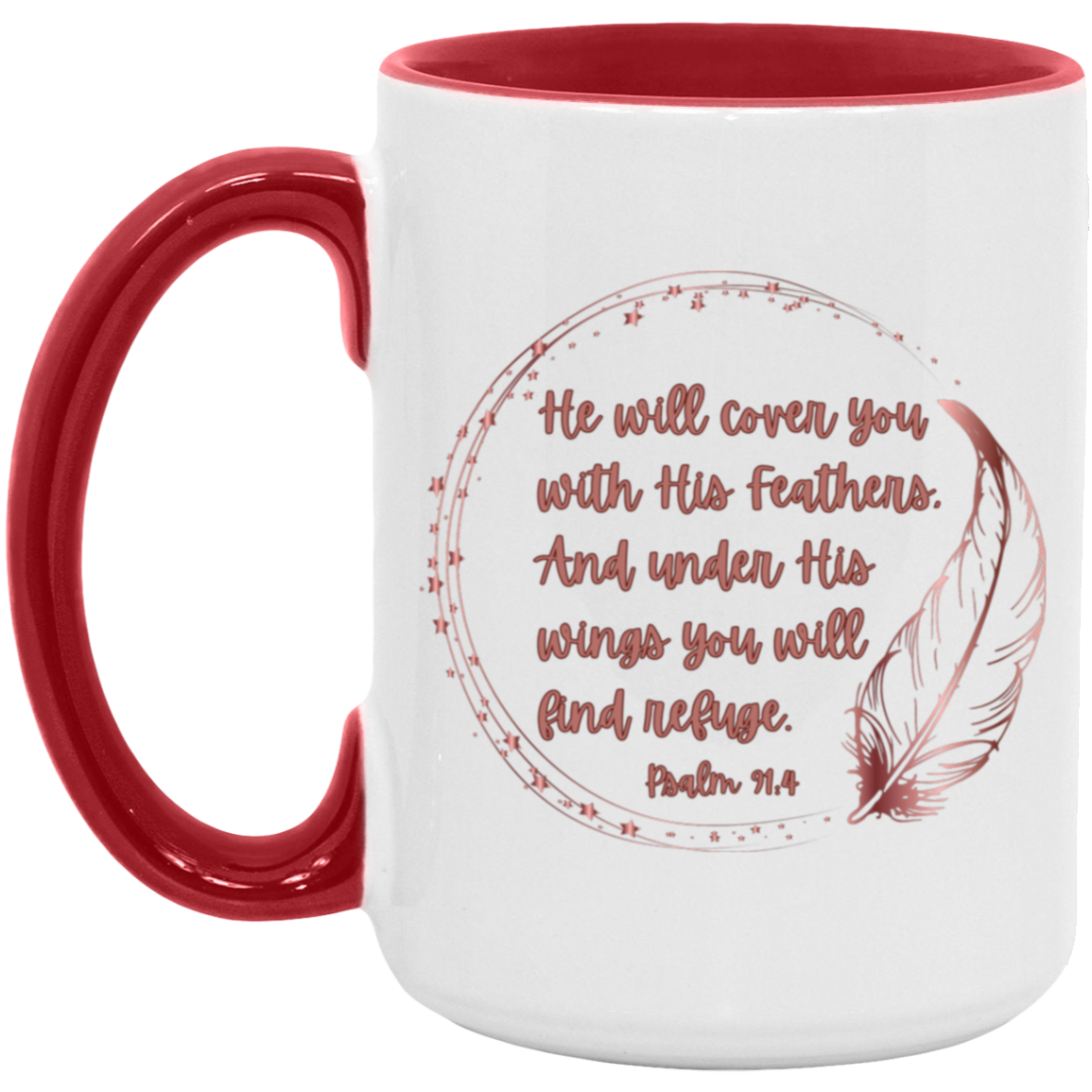 Psalm 91:4 mauve 15oz. Accent Mug