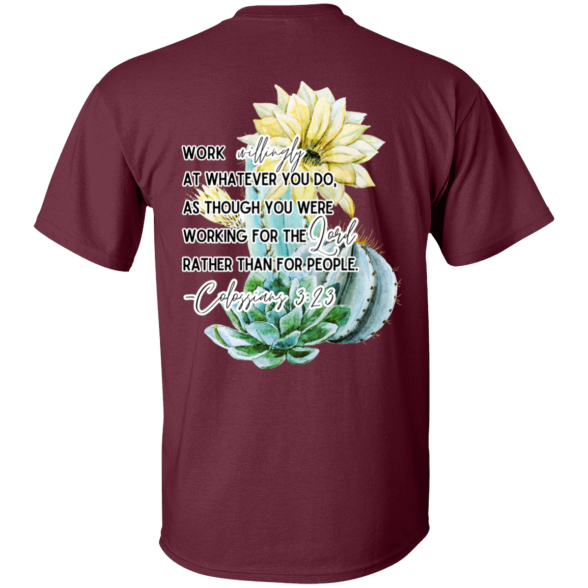 Colossians 3:23 yellow 5.3 oz. T-Shirt