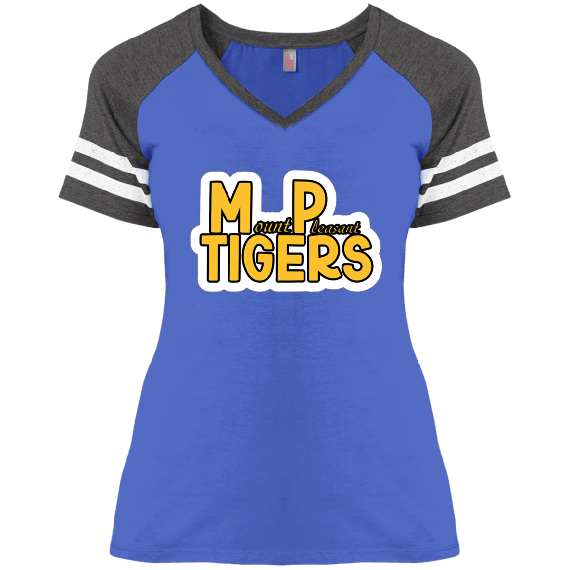 MP Tigers Gold & White Ladies' Game V-Neck T-Shirt