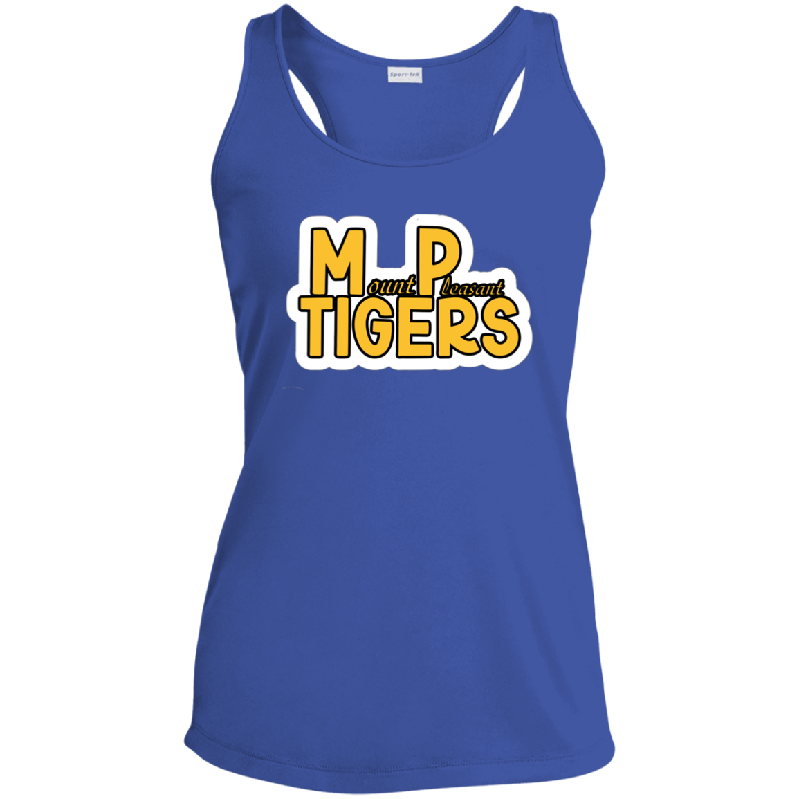 MP Tigers Gold and White Ladies' Performance Racerback Tank