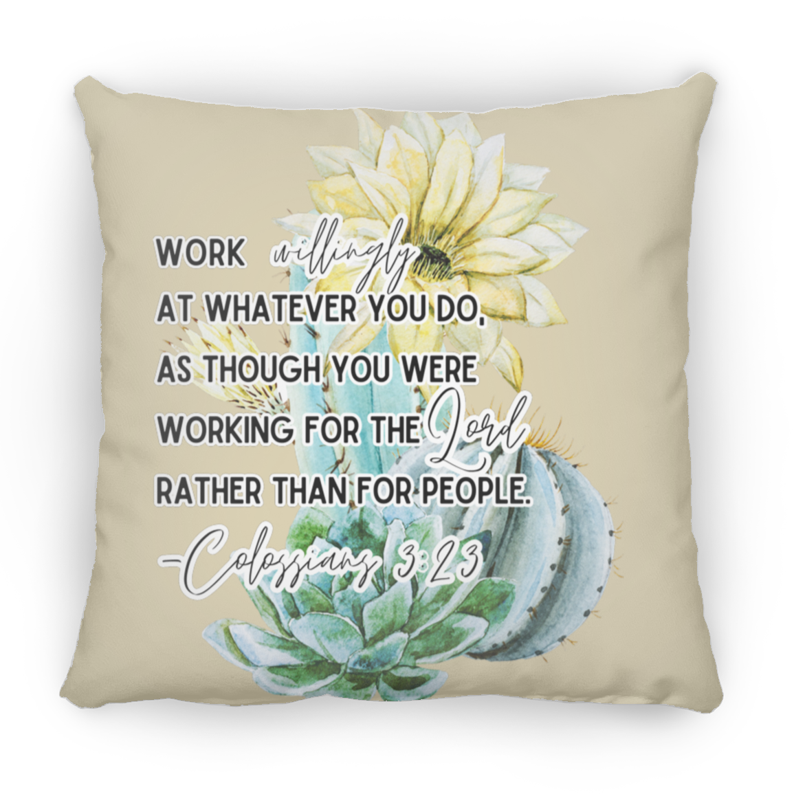 Colossians 3:23 yellow Large Square Pillow