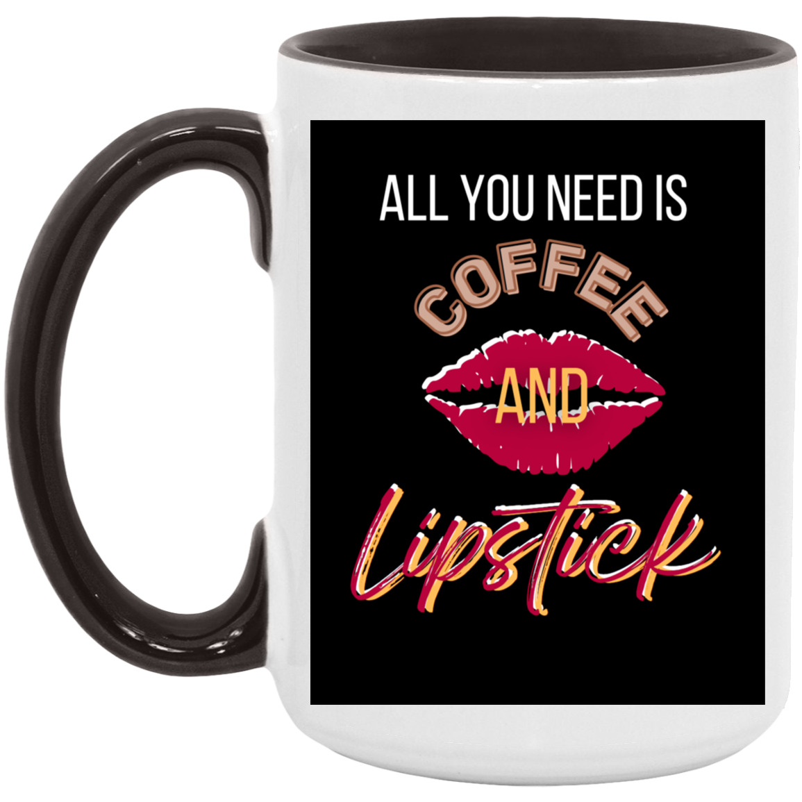 Coffee and Lipstick Black Background 15oz. Accent Mug