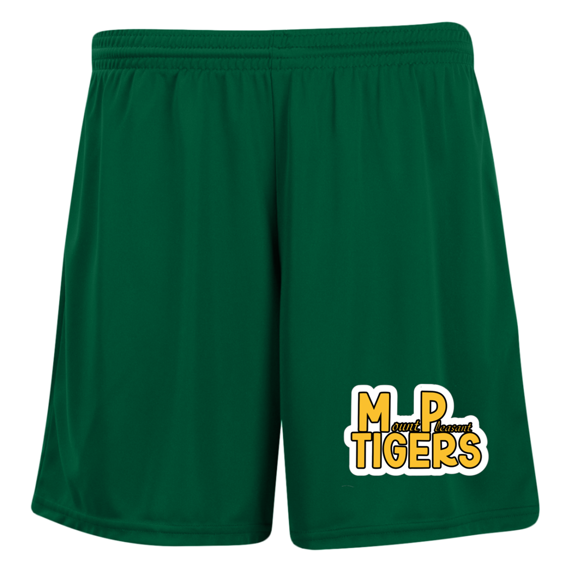 MP Tigers Gold and White Ladies' Moisture-Wicking 7 inch Inseam Training Shorts