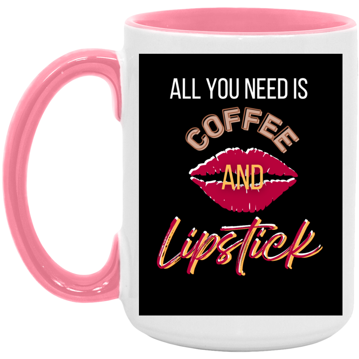 Coffee and Lipstick Black Background 15oz. Accent Mug