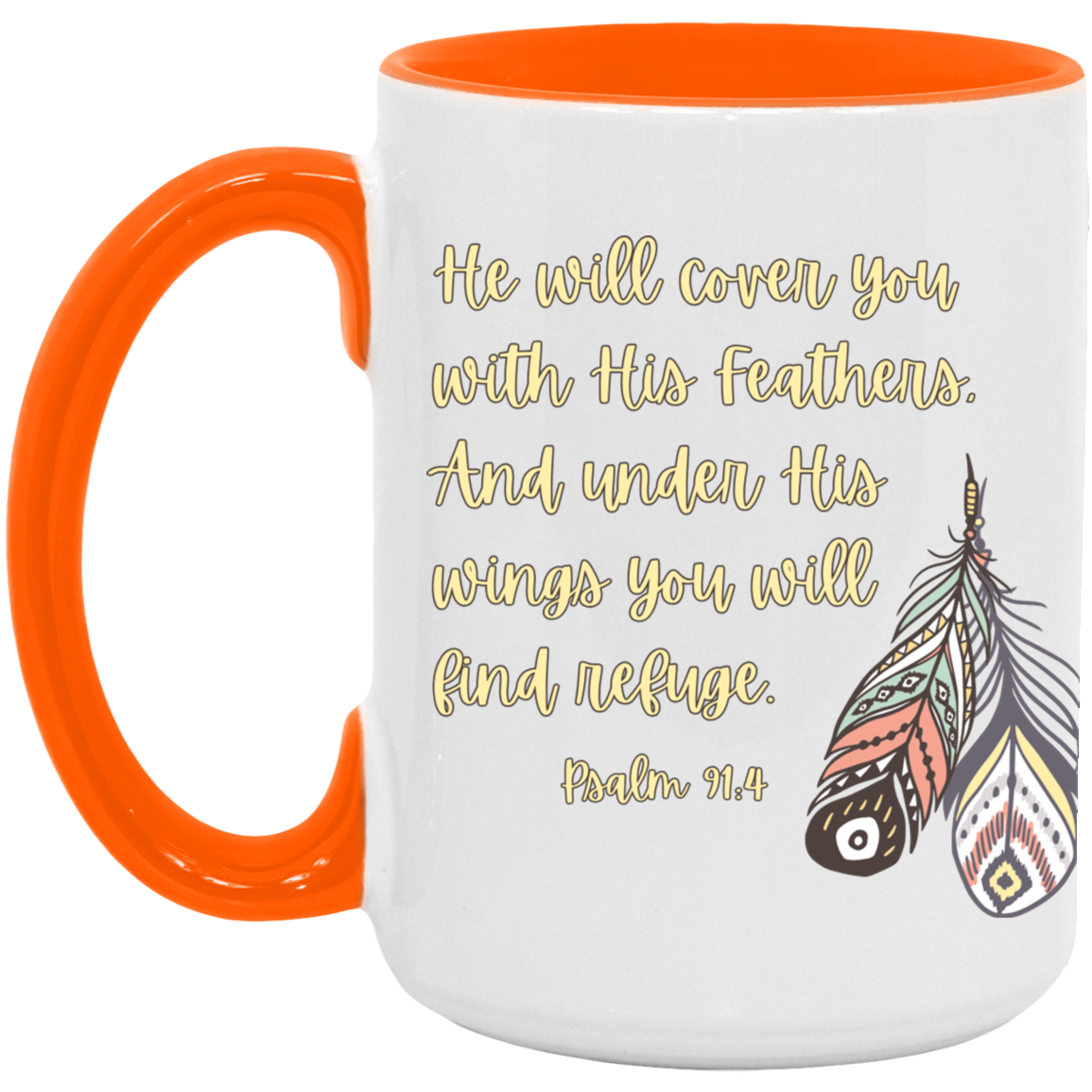 Psalm 91:4 15oz. Accent Mug
