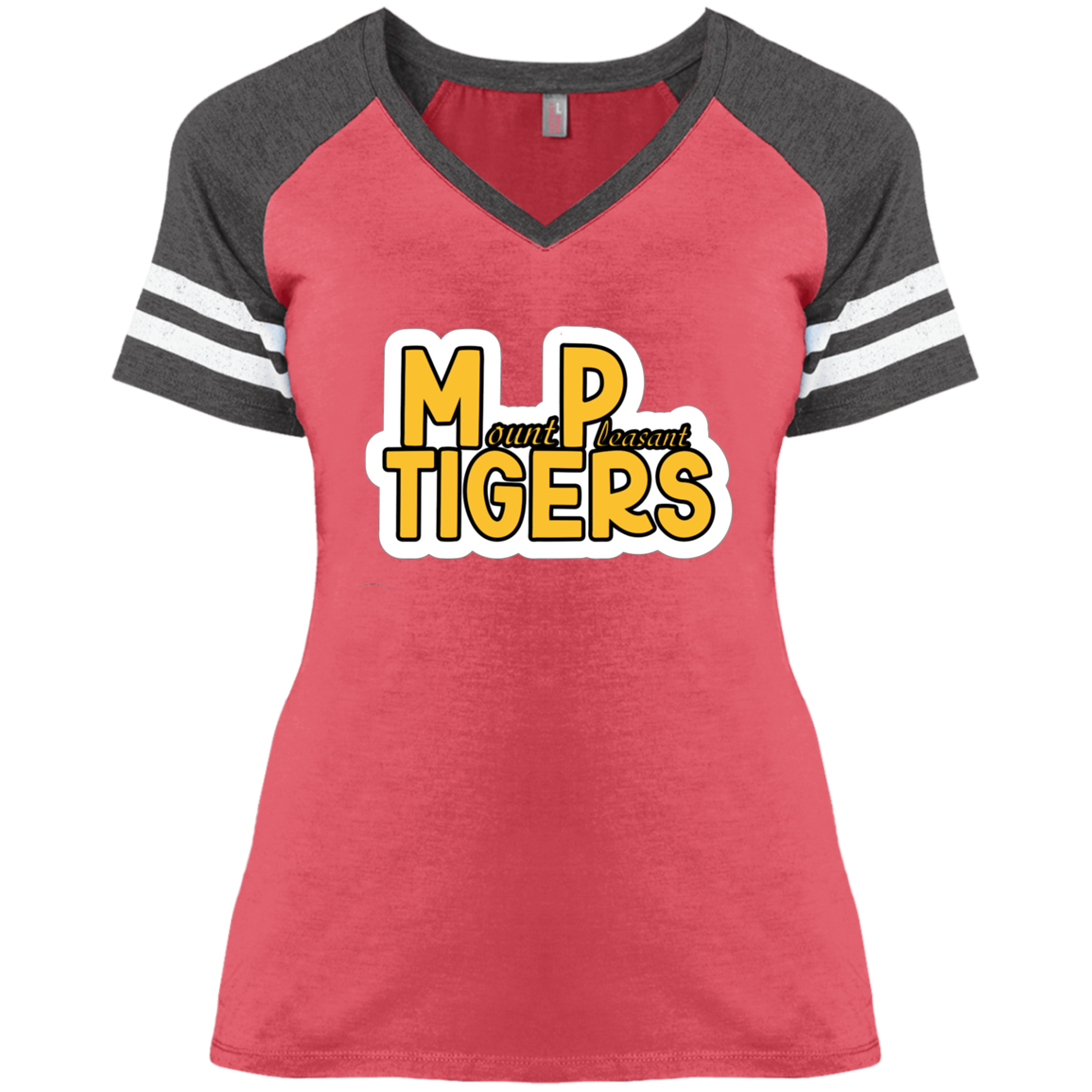 MP Tigers Gold & White Ladies' Game V-Neck T-Shirt