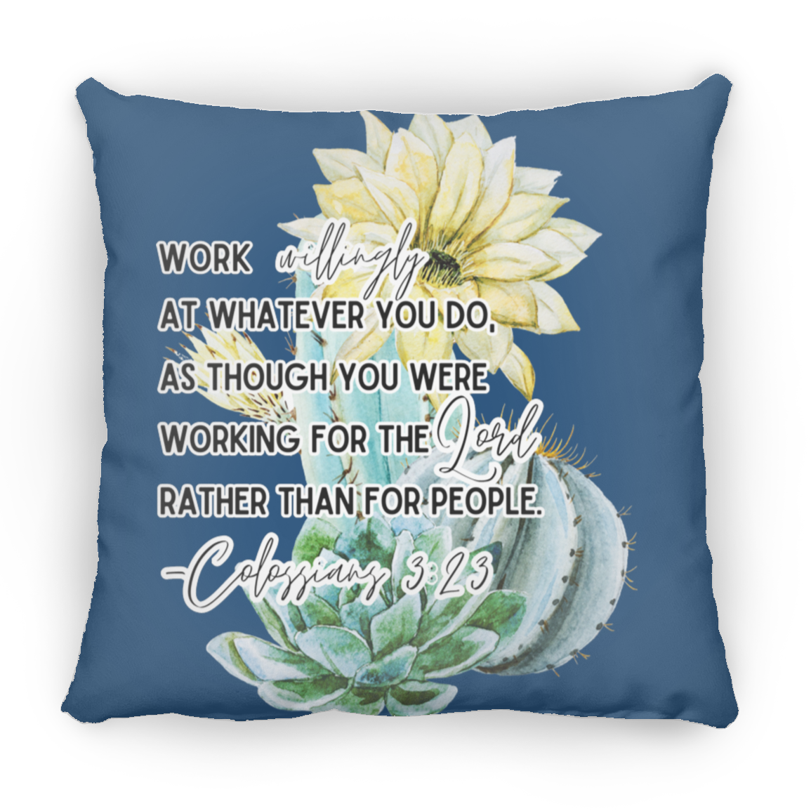 Colossians 3:23 yellow Large Square Pillow