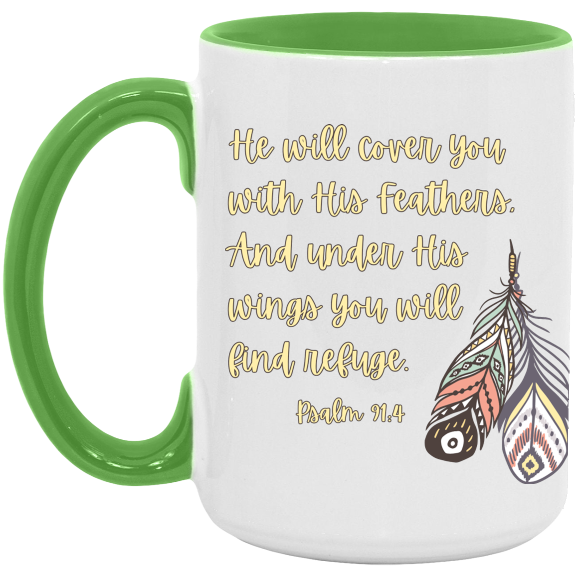 Psalm 91:4 15oz. Accent Mug