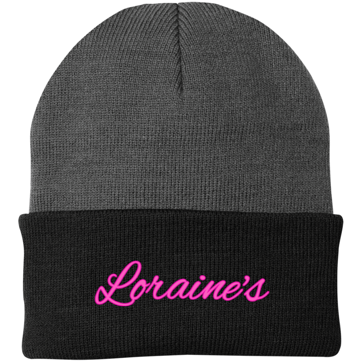 Loraine's Bright Pink Embroidered Knit Cap