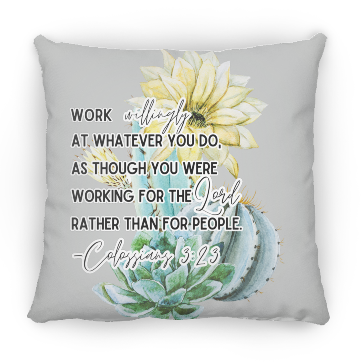 Colossians 3:23 yellow Large Square Pillow