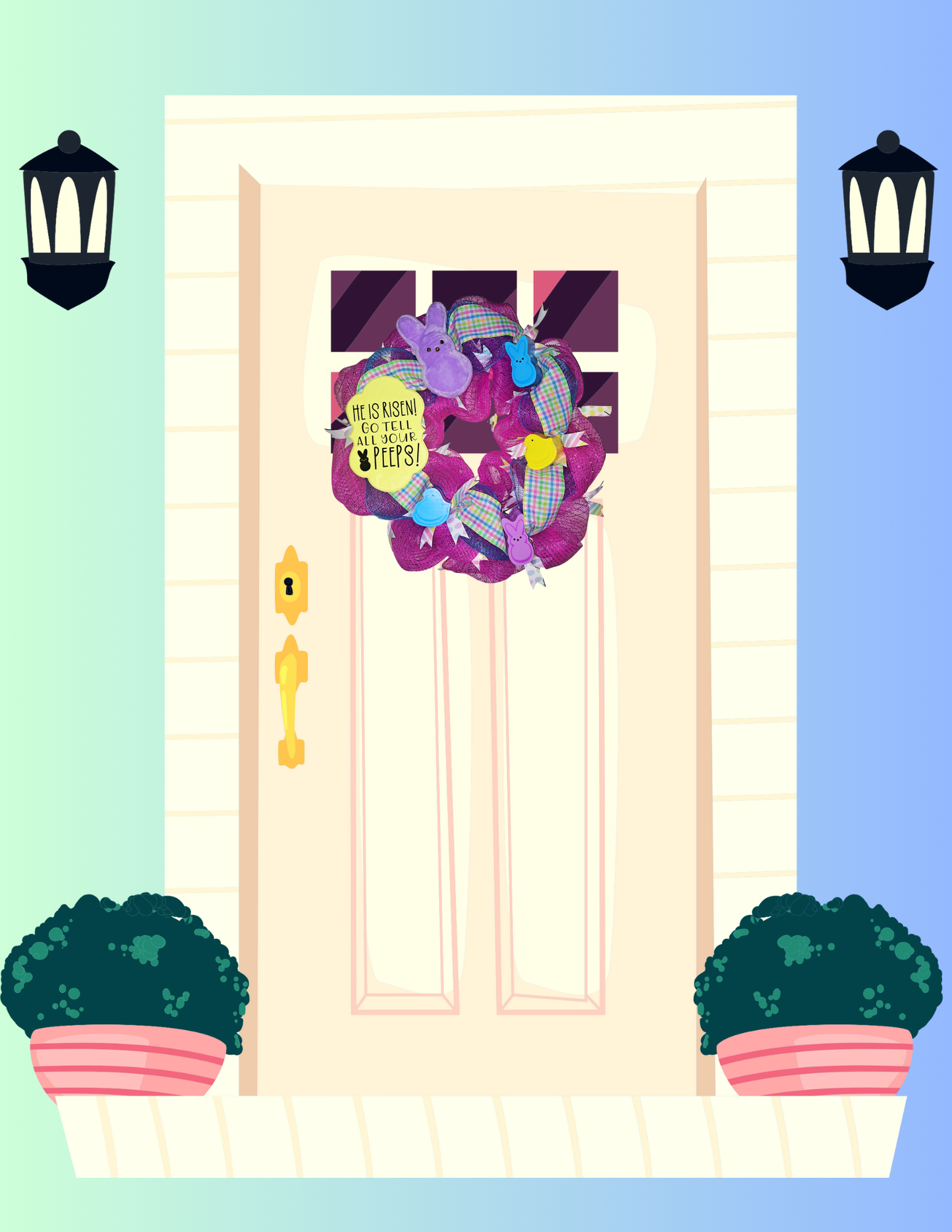 He is Risen, Peeps Pink Wreath