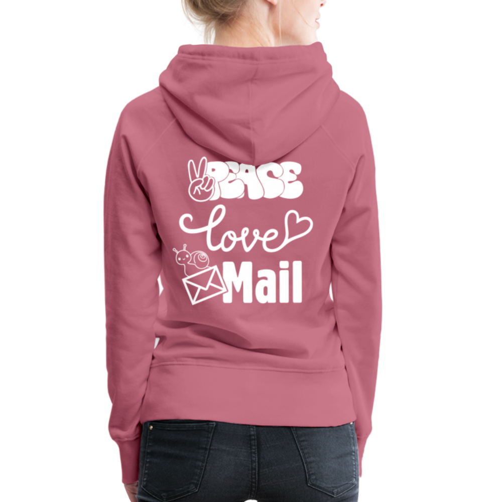 Women’s Premium Hoodie Peace Love Mail - mauve