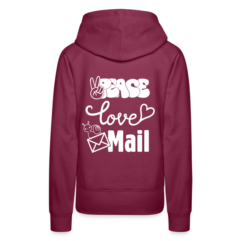 Women’s Premium Hoodie Peace Love Mail - burgundy
