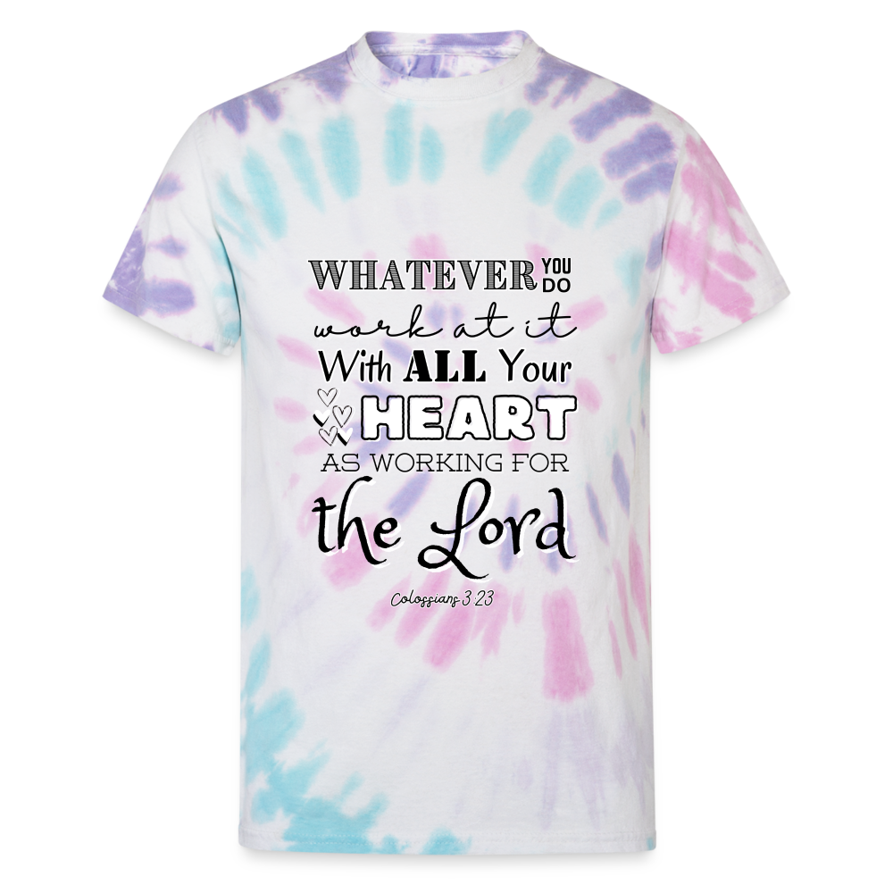 Col 3:23 Tie Dye T-Shirt - Pastel Spiral