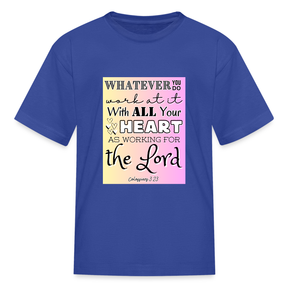 Col 3:23 Gradient Background Kids' T-Shirt - royal blue