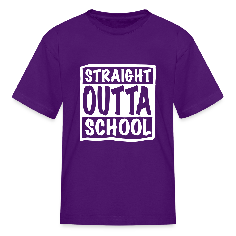 Straight outta school white outline Kids' T-Shirt - purple