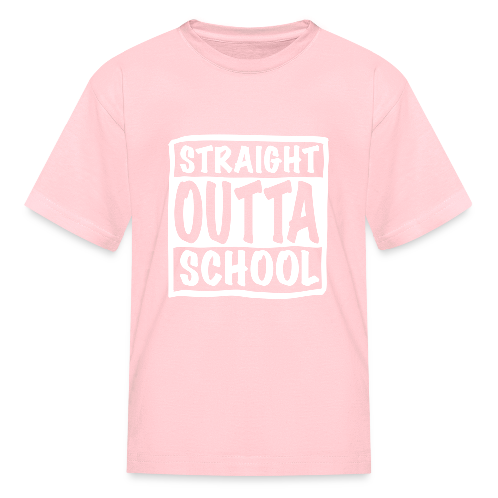Straight outta school white outline Kids' T-Shirt - pink