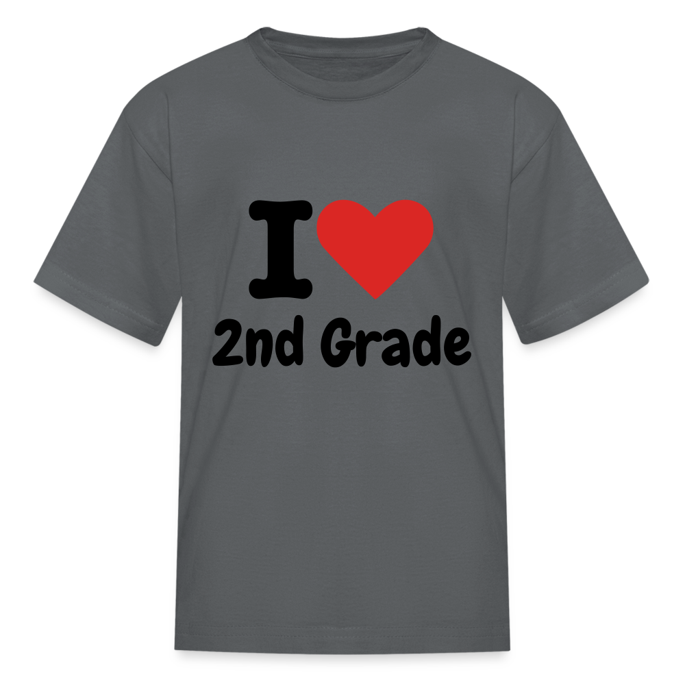 I Heart 2nd Grade Kids' T-Shirt - charcoal