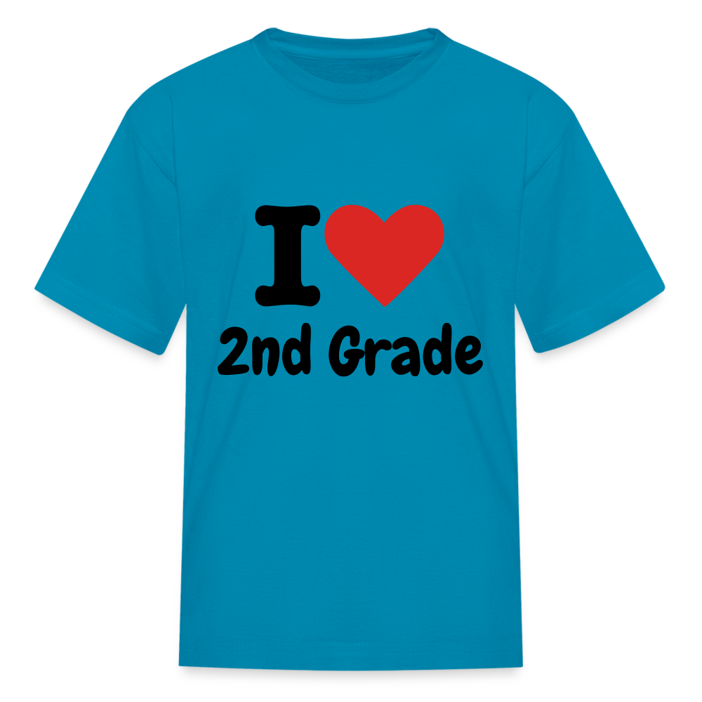 I Heart 2nd Grade Kids' T-Shirt - turquoise