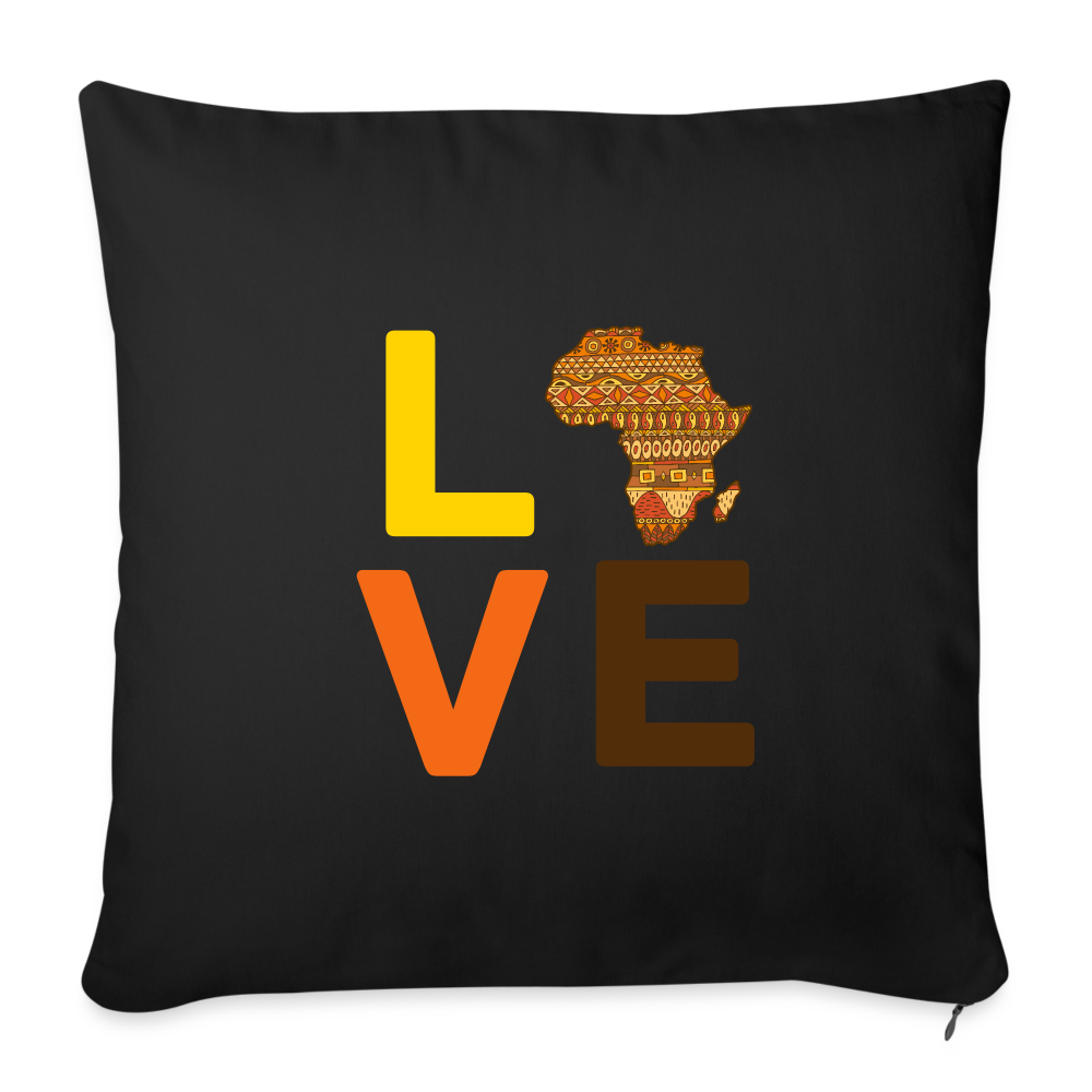 Africa Love Letter Block Throw Pillow Cover 18” x 18” - black