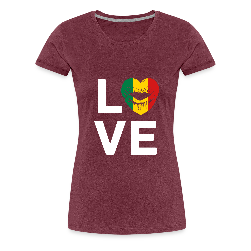 Africa Kiss Love Letter Block Women’s Premium T-Shirt - heather burgundy