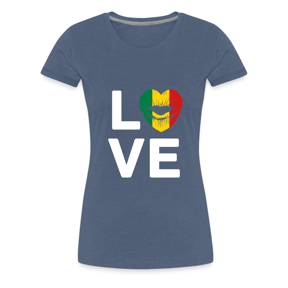 Africa Kiss Love Letter Block Women’s Premium T-Shirt - heather blue