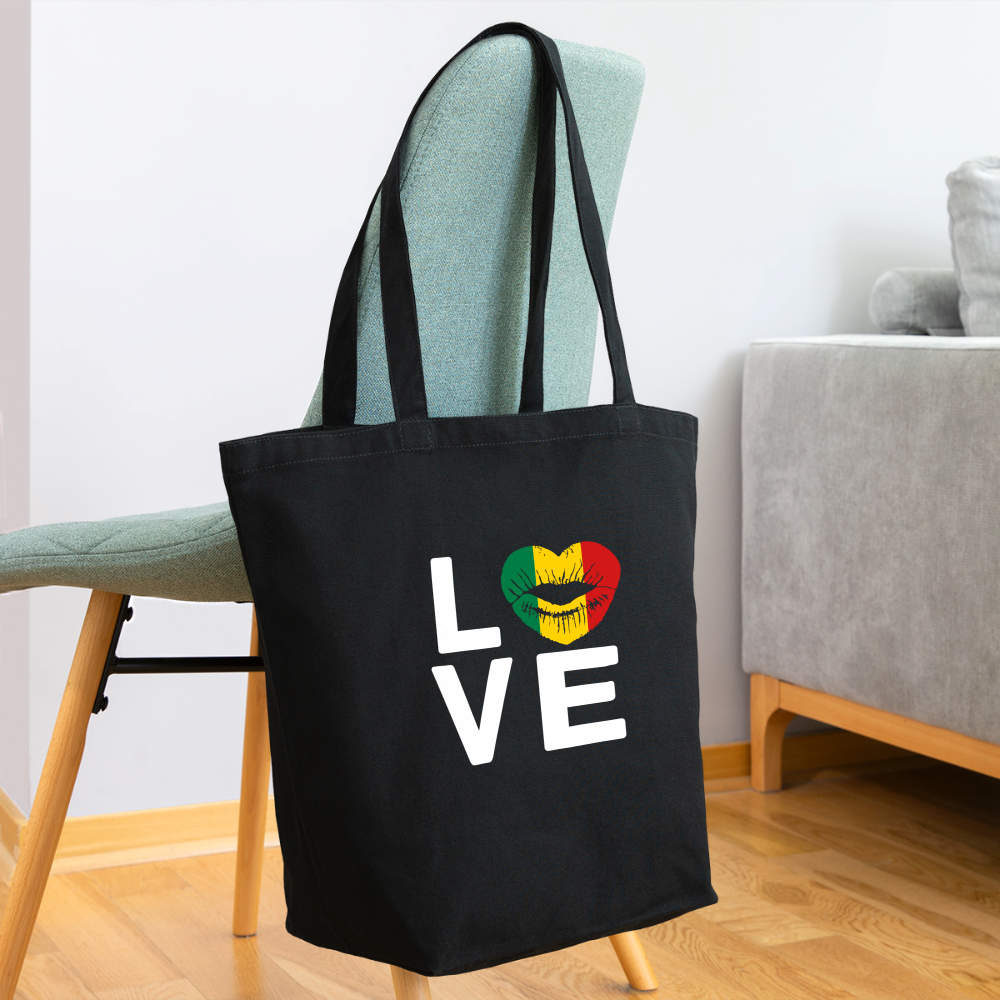 Africa Kiss Love Letter Block Eco-Friendly Cotton Tote - black