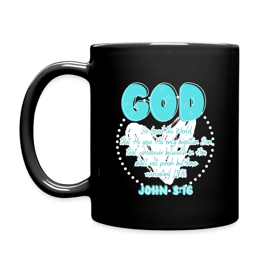John 3:16 Full Color Mug- Customizable - black
