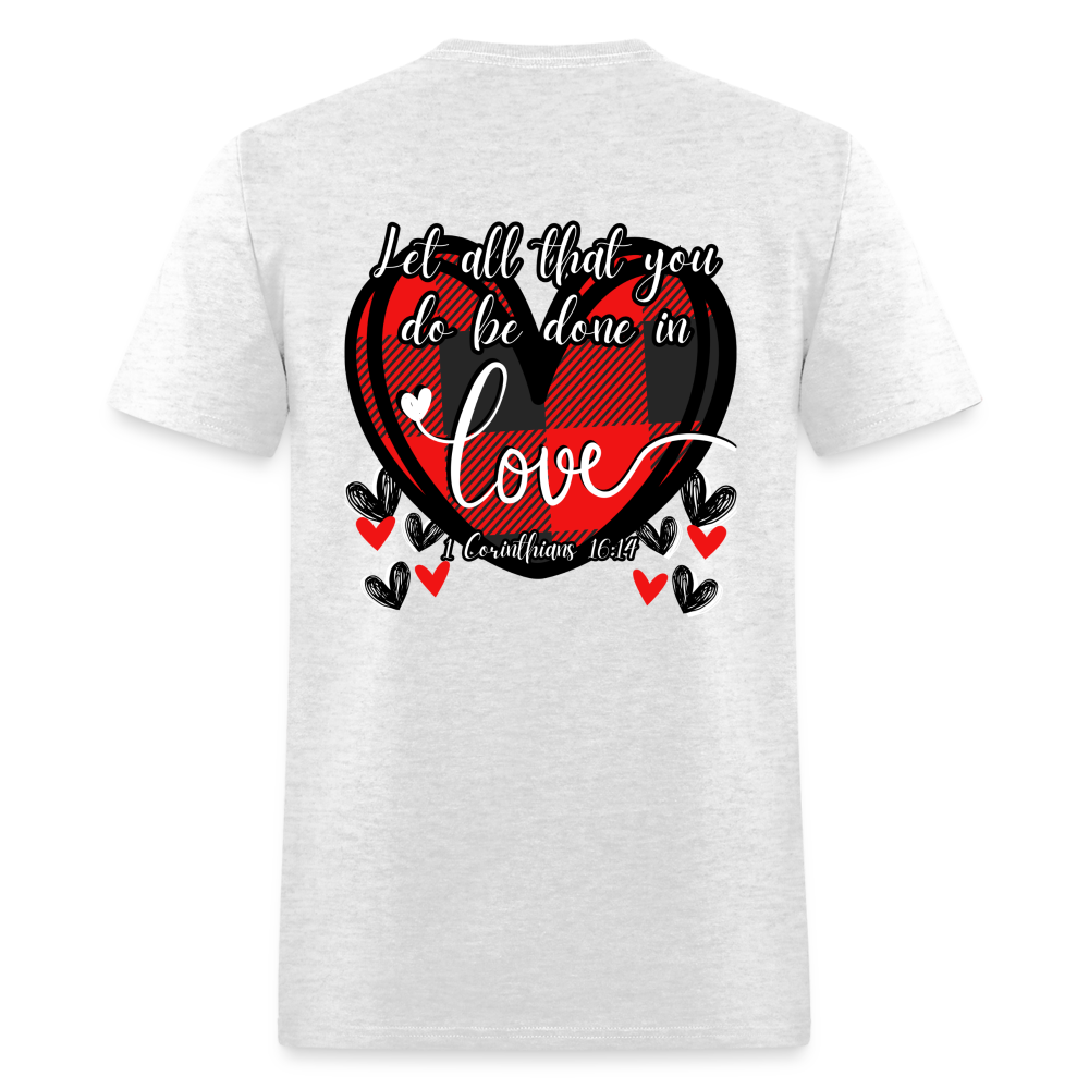 1 Cor 16:14 Buffalo Check Classic T-Shirt - light heather gray