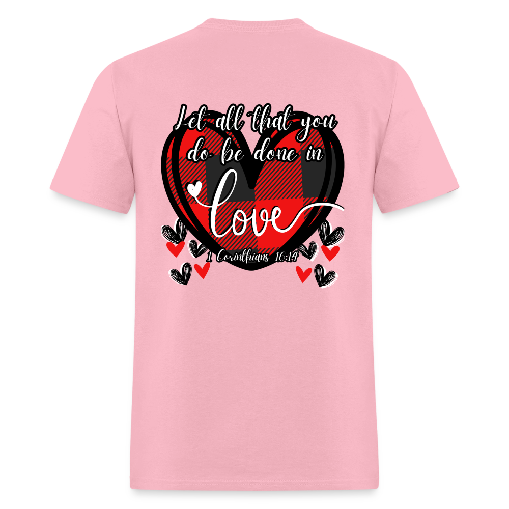 1 Cor 16:14 Buffalo Check Classic T-Shirt - pink