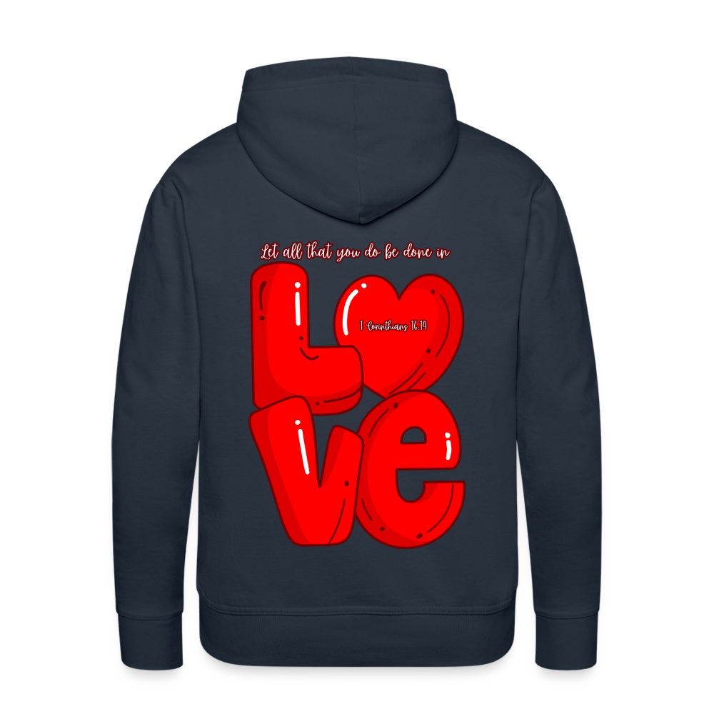 1 Cor 16:14 Red Love Letter Block Premium Hoodie - navy
