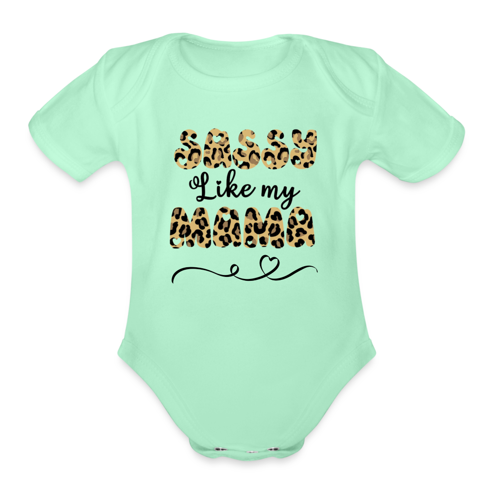 Sassy like my Mama Short Sleeve Baby Bodysuit - light mint