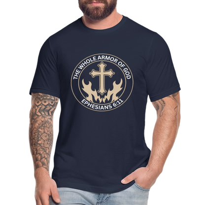 Ephesians 6:11 Unisex Jersey T-Shirt by Bella + Canvas - navy