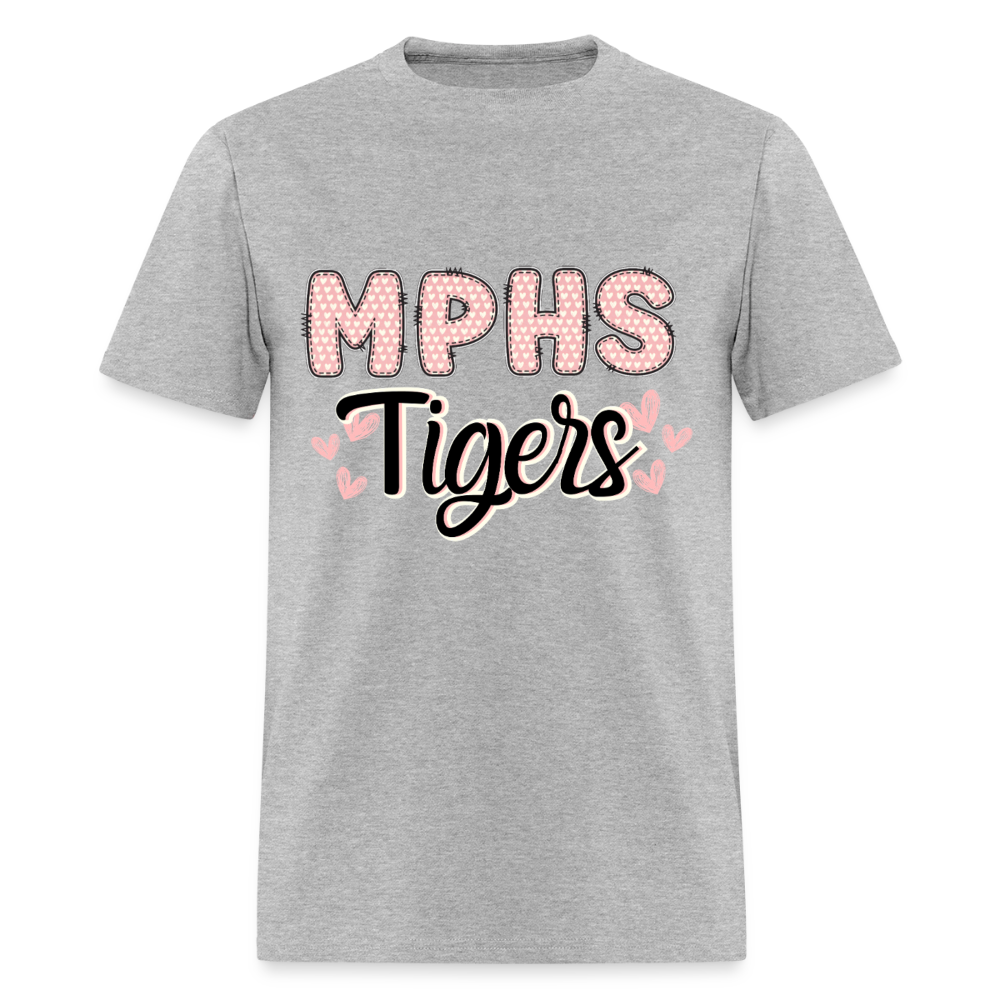 MPHS Tigers Heart Patchwork T-Shirt | GILDAN 5000 - heather gray