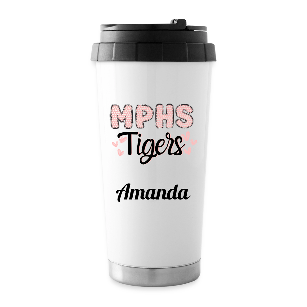 Customizable MPHS Tigers Hearts 16 oz Travel Mug - white