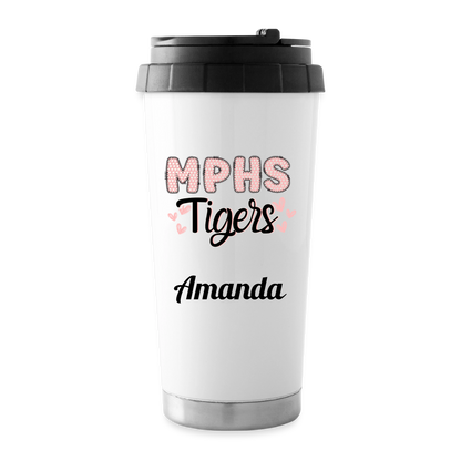 Customizable MPHS Tigers Hearts 16 oz Travel Mug - white