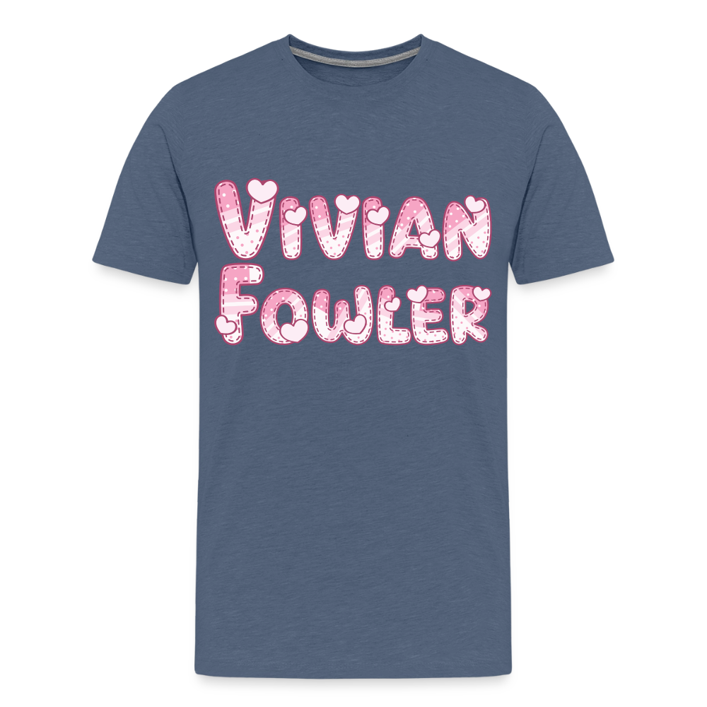 Vivian Fowler Hearts Premium Adult T-Shirt - heather blue