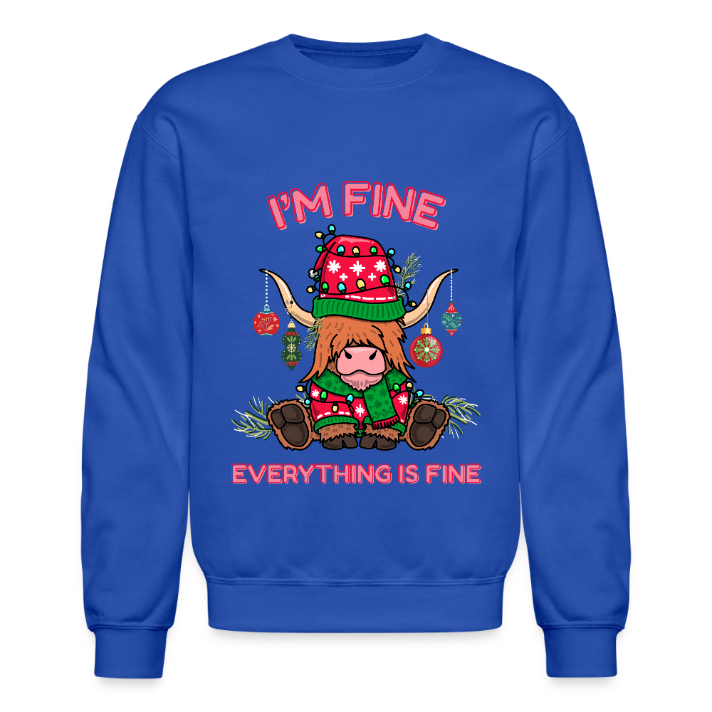 Everything is Fine Crewneck Sweatshirt - royal blue