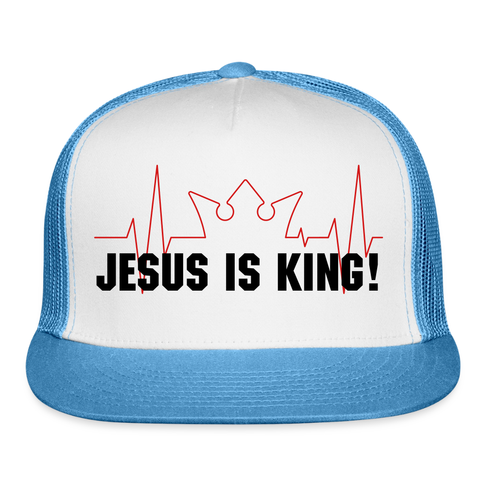 Jesus is King! Trucker Hat - white/blue