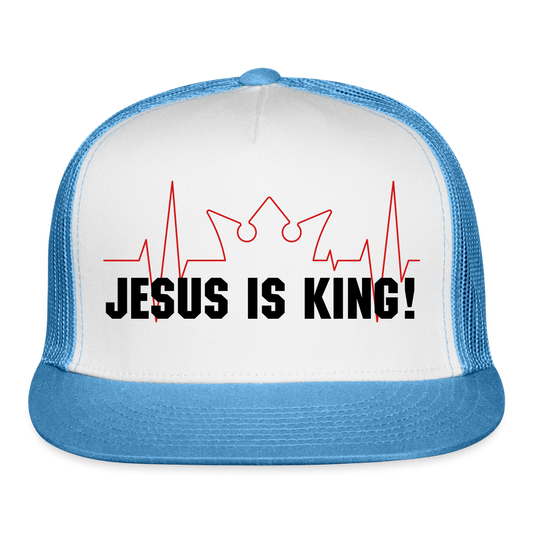 Jesus is King! Trucker Hat - white/blue
