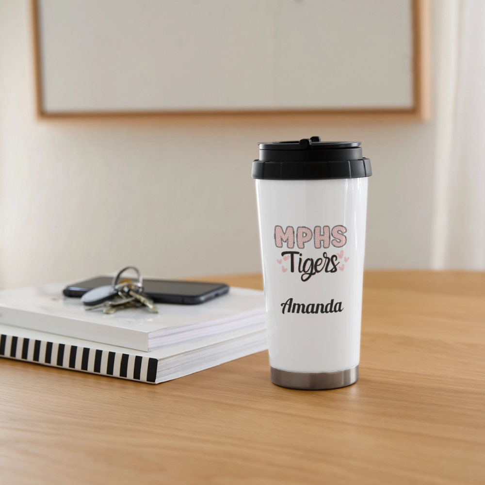 Customizable MPHS Tigers Hearts 16 oz Travel Mug - white