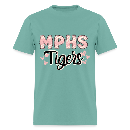 MPHS Tigers Heart Patchwork T-Shirt | GILDAN 5000 - aquatic
