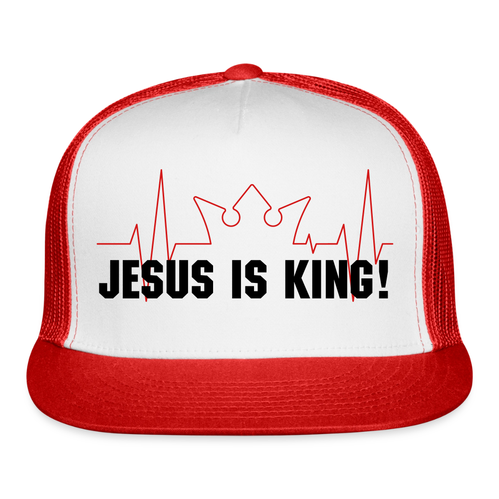 Jesus is King! Trucker Hat - white/red