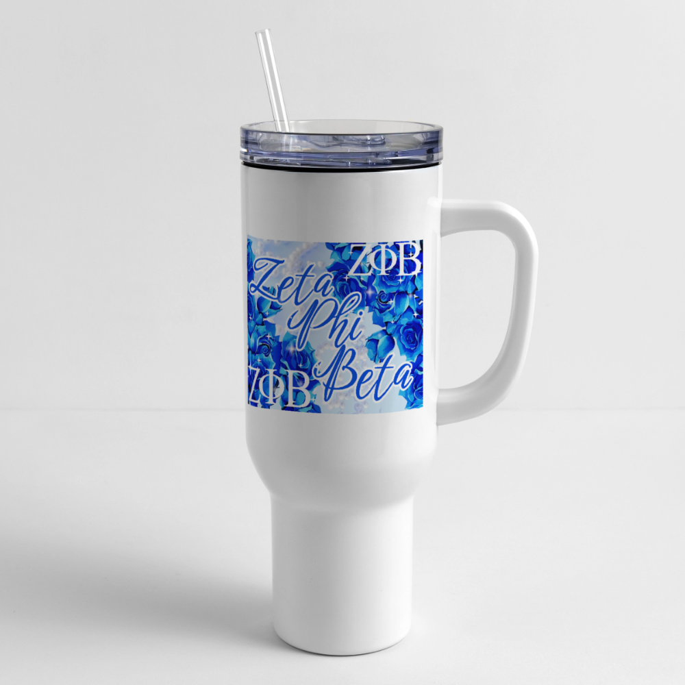 Customizable Zeta Phi Beta 40oz Travel Tumbler - white
