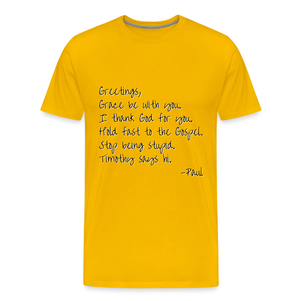 Letter From Paul Premium Adult T-Shirt - sun yellow