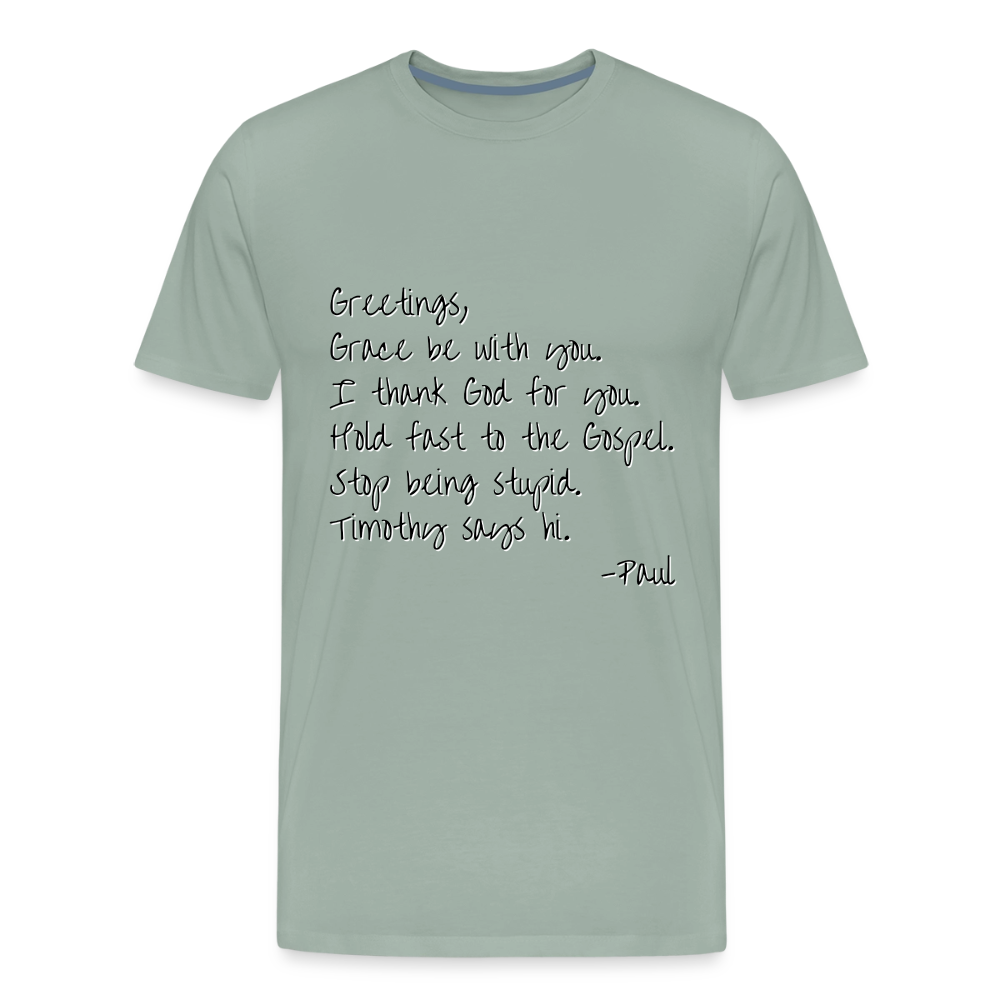 Letter From Paul Premium Adult T-Shirt - steel green