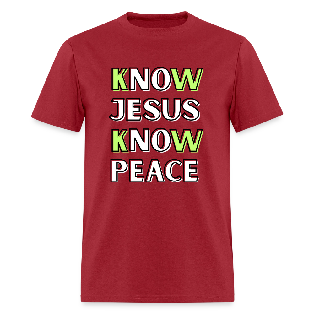 No Jesus No Peace T-Shirt | GILDAN 5000 - dark red
