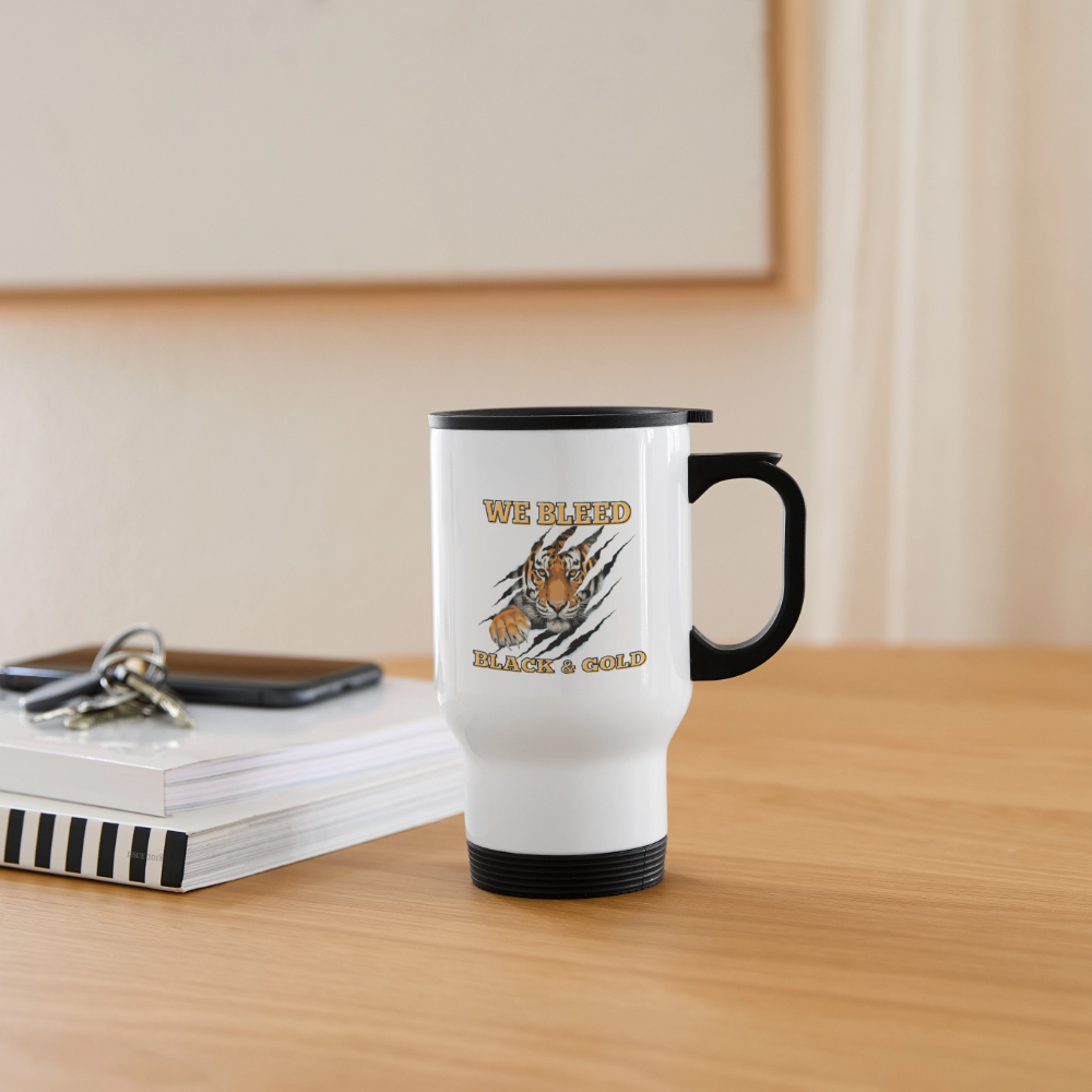 MP Tigers Bleed Black & Gold 14 oz Travel Mug - white